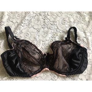 Black Vintage Style Unlined Bra